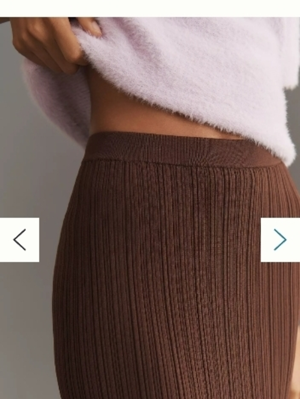 NWT Anthropologie WAYF Ribbed Knit Midi Skirt in Dark Brown Sz MED - Picture 5 of 8